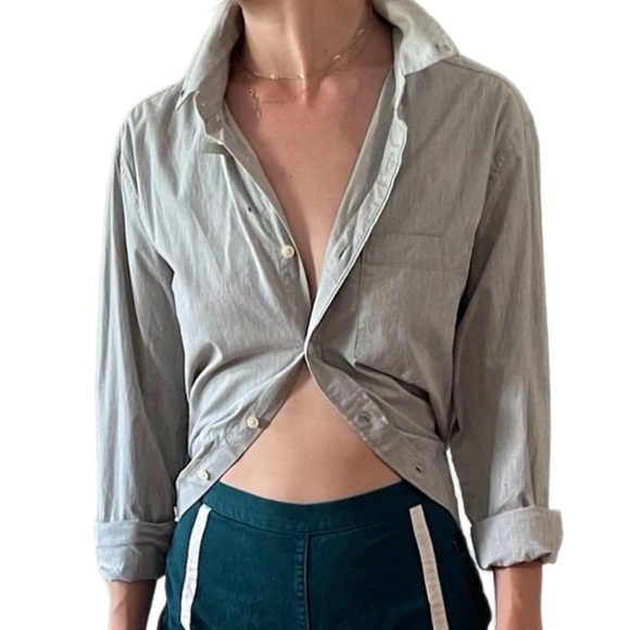 NWOT Goodfellow & Co Light Grey Long Sleeve Collared Pocket Button Down Shirt M - Picture 4 of 16